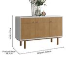 Aparador Buffet 3 Portas Bordas Arredondadas Pés Madeira 1,20