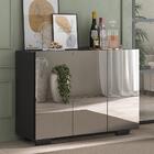 Aparador Buffet 3 Portas Com Espelho E Pés Quadrados Vegas Mu