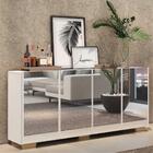 Aparador Buffet 3 Portas Com Espelho E Pés Quadrados Vegas Mu