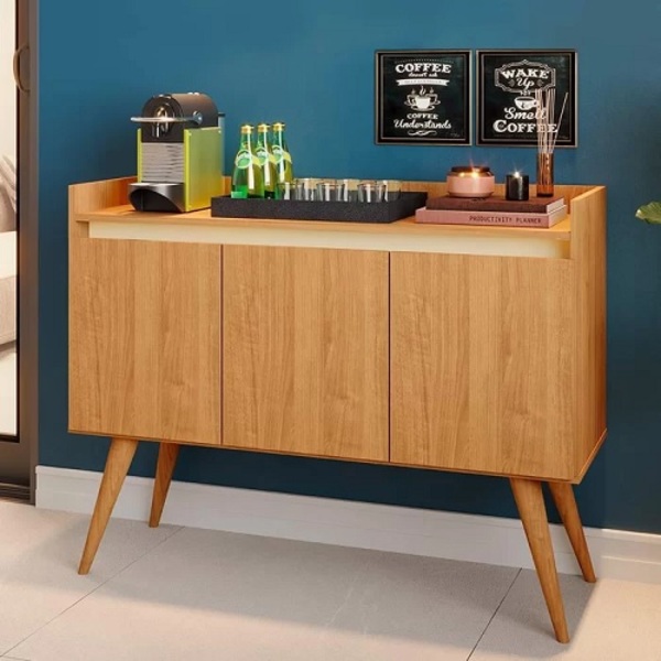Aparador Buffet 3 Portas Com Pés Bar Veneza Delux Retrô 90cm