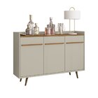 Aparador Buffet 3 Portas E Prateleira Ajustável Retrô Quartzo