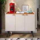 Aparador Buffet 3 Portas Prateleira Interna Puxadores Concha