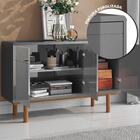 Aparador Buffet 3 Portas Retrô Cinza Catar Lukaliam