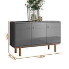 Aparador Buffet 3 Portas Retrô Cinza Catar Lukaliam