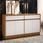Aparador Buffet 4 Portas 2 Gavetas 100% Mdf Ypê E Off White