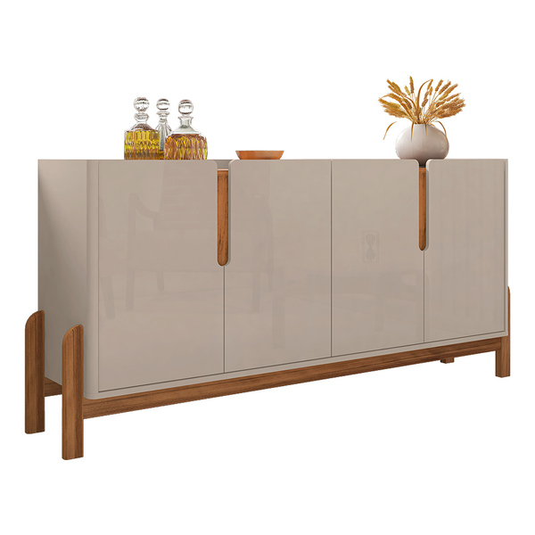 Aparador Buffet 4 Portas Belle 170 Cm Off White E Cedro - D'r