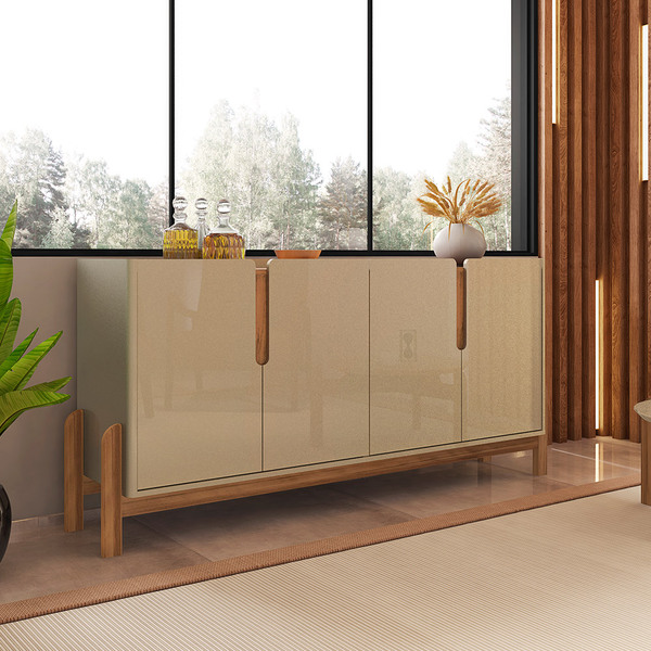 Aparador Buffet 4 Portas Belle 170cm Champagne E Cedro C02 -