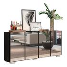 Aparador Buffet 4 Portas C/ Espelho E Pés Quadrados Vegas Mul