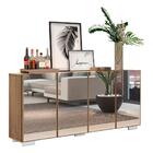 Aparador Buffet 4 Portas C/ Espelho E Pés Quadrados Vegas Mul