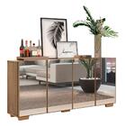 Aparador Buffet 4 Portas C/ Espelho E Pés Quadrados Vegas Mul