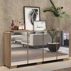 Aparador Buffet 4 Portas C/ Espelho E Pés Quadrados Vegas Mul