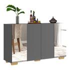 Aparador Buffet 4 Portas Com Espelho E Pés Quadrados Vegas Mu