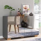 Aparador Buffet 4 Portas Com Espelho E Pés Quadrados Vegas Mu