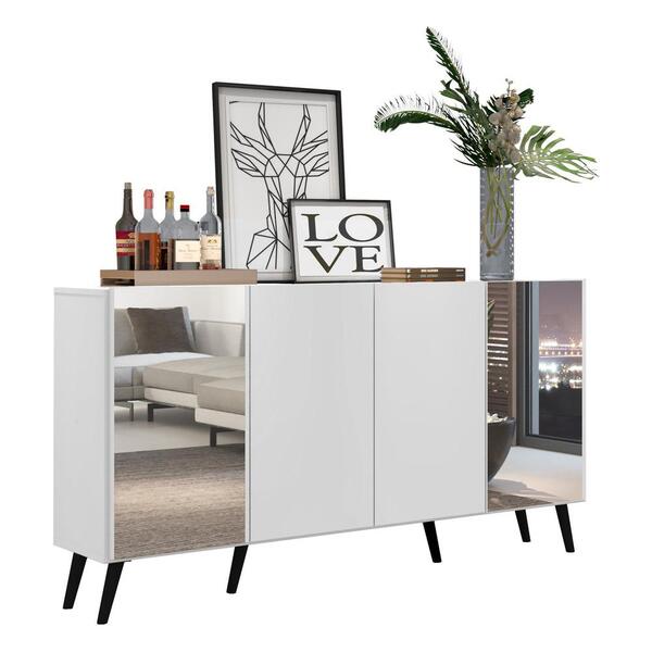 Aparador Buffet 4 Portas Com Espelho Retrô Vegas Multimóveis