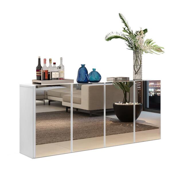 Aparador Buffet 4 Portas Com Espelho Suspenso Vegas Multimóve