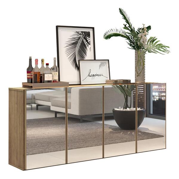 Aparador Buffet 4 Portas Com Espelho Suspenso Vegas Multimóve