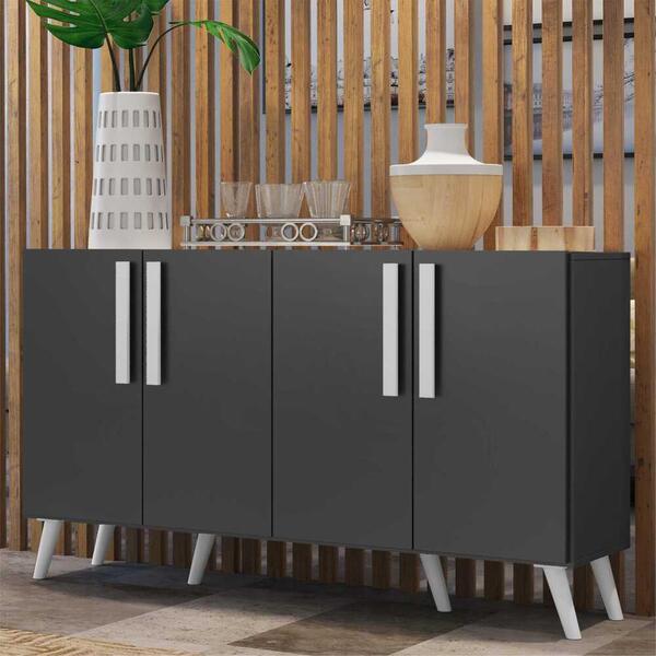 Aparador Buffet 4 Portas Com Pés Retrô Viena Multimóveis Pret