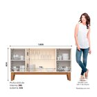 Aparador Buffet 4 Portas Com Ripado E Vidro Eiffel Off White