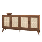 Aparador Buffet 4 Portas Com Tela E Pés De Madeira Andorra Ed