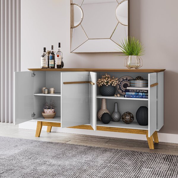 Aparador Buffet 4 Portas E Prateleira Removível Opala  Cinamo