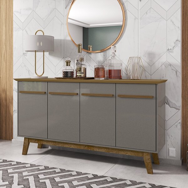 Aparador Buffet 4 Portas E Prateleira Removível Opala  Cinamo