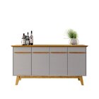 Aparador Buffet 4 Portas E Prateleira Removível Opala Natural