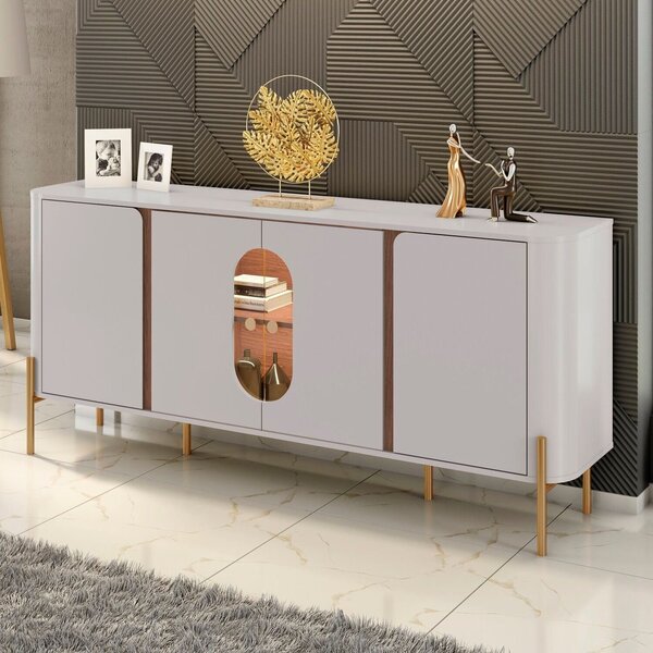 Aparador Buffet 4 Portas Em Mdp E Mdf Tambaú Off White/cinamo