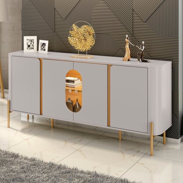 Aparador Buffet 4 Portas Em Mdp E Mdf Tambaú Off White/natura