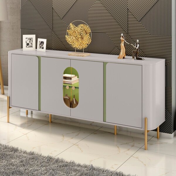 Aparador Buffet 4 Portas Em Mdp E Mdf Tambaú Off White/pistac