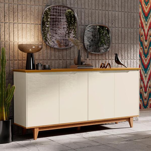 Aparador Buffet 4 Portas Off White Freijó Flex Fausto Shop Jm