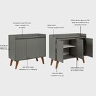Aparador Buffet 90cm Retro Mdf Verde Madri - On Móveis