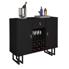 Aparador Buffet Adega Bar Preto/preto Estilo Industrial