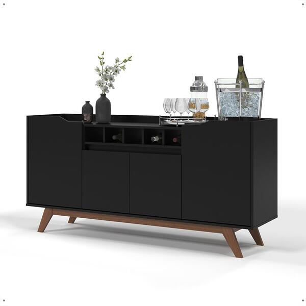 Aparador Buffet Balcão 4 Portas Prateleira Adega Cantinho Bar