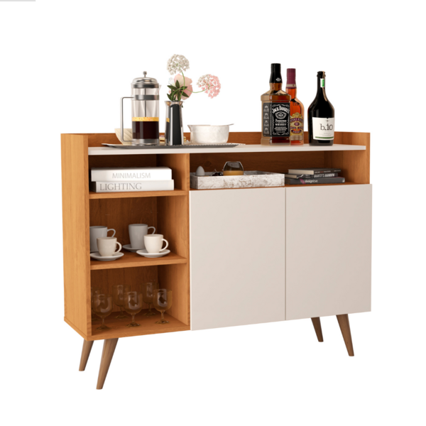 Aparador Buffet Balcão Quatro Nichos Pés Em Madeira Mdp Celta