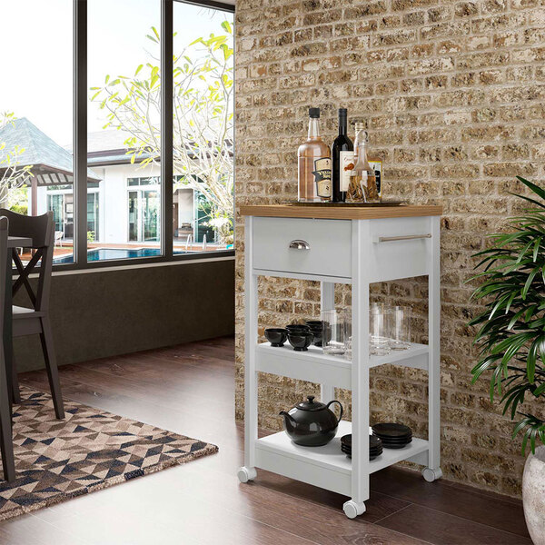 Aparador Buffet Bar Com Rodízios 01 Gaveta E 02 Prateleiras 4