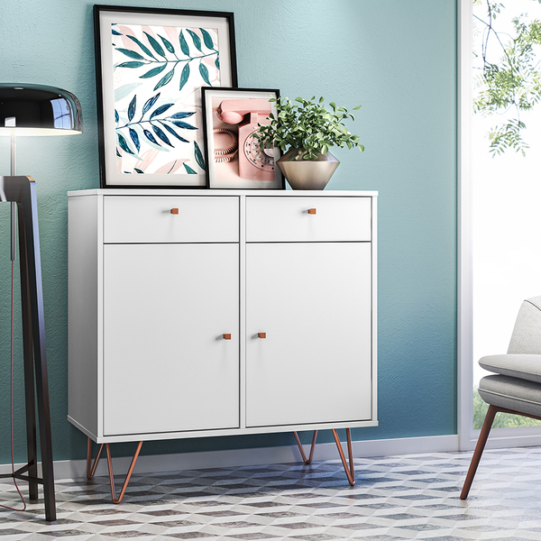 Aparador Buffet Branco Retrô Metal Onix Ac