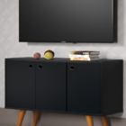 Aparador Buffet Cantinho Do Café 03 Portas Preto Para Cozinha