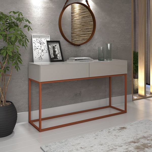 Aparador Buffet Com 2 Gavetas Off White Com Cobre