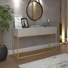 Aparador Buffet Com 2 Gavetas Off White Com Dourado