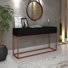 Aparador Buffet Com 2 Gavetas Preto Com Cobre