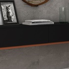 Aparador Buffet Com 2 Gavetas Preto Com Cobre