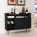 Aparador Buffet Com 2 Portas E Pés Em Madeira Maciça Preto