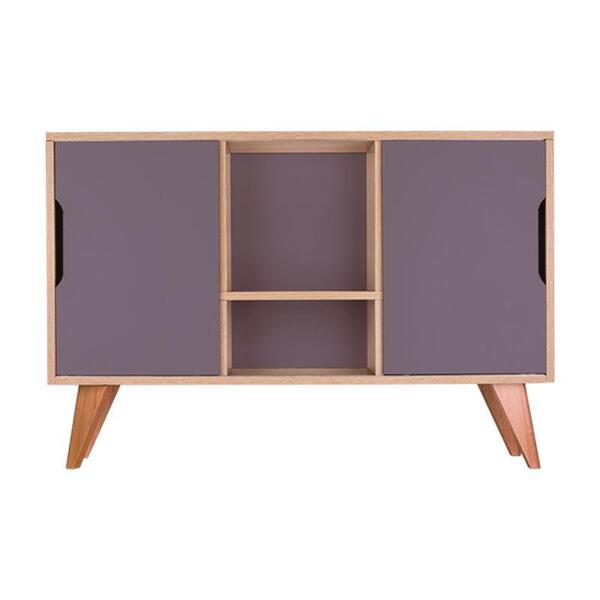 Aparador Buffet Com 2 Portas Murano Carvalho E Cinza Claro