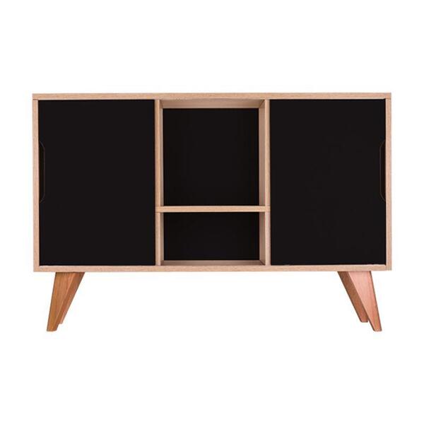 Aparador Buffet Com 2 Portas Murano Carvalho E Preto