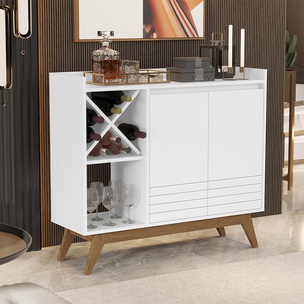 Aparador Buffet Com Adega E Prateleira 2 Portas Iaris - Branc