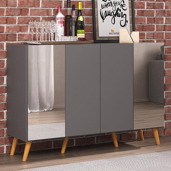 Aparador Buffet Com Espelho E Pés Retrô Vegas Multimóveis Gra