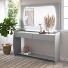 Aparador Buffet Com Espelho Led Sublime 138 Cinza Off White -