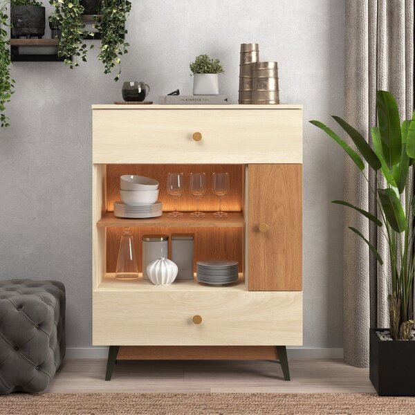 Aparador Buffet Com Led Luz Quente 110v Orion 3pts Araguaia/x