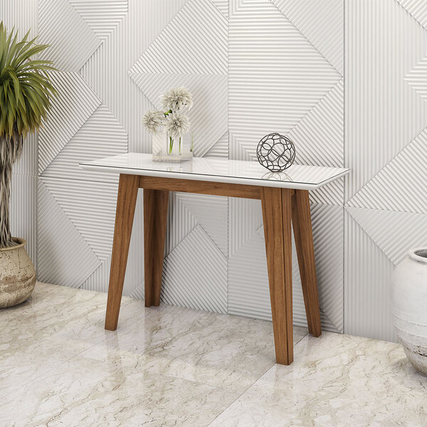 Aparador Buffet Com Vidro 100% Mdf 120cm Rubi Ypê/off White