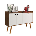 Aparador Buffet Dallas Pés Palito Retrô 4 Portas Decoração Sa